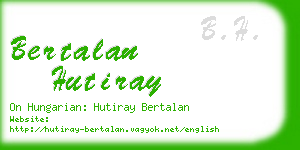 bertalan hutiray business card